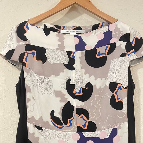 ~ Vtg 6 Diane Von Furstenberg Silk Dress Asami Print Graphic Abstract DVF Multi - Picture 10 of 16